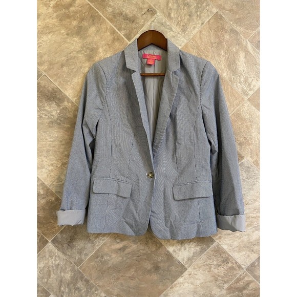 Catherine Malandrino Women’s Sz‎ S Blue Pinstripe Blazer — Single-Breasted - Picture 2 of 12